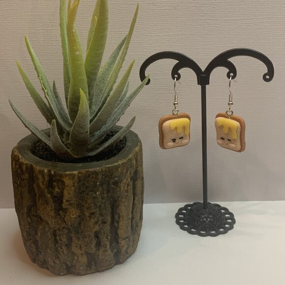 Toast Earring, Funny Food Earring, Butter Earring, Gift Idea, Toast Jewelry - Picture 5 of 5